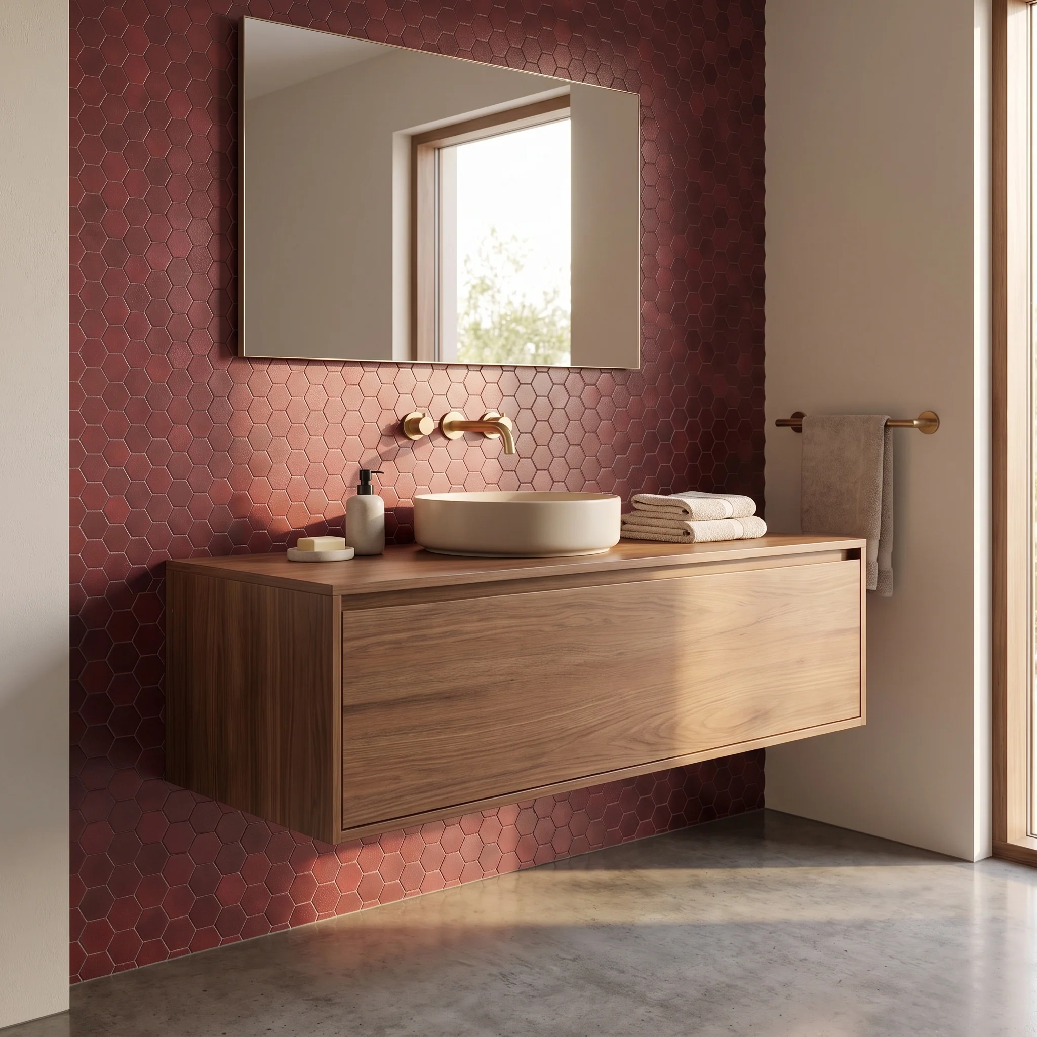 Crédence adhésive | Hexagone Bordeaux | 28,8×29,2 cm - Image 5
