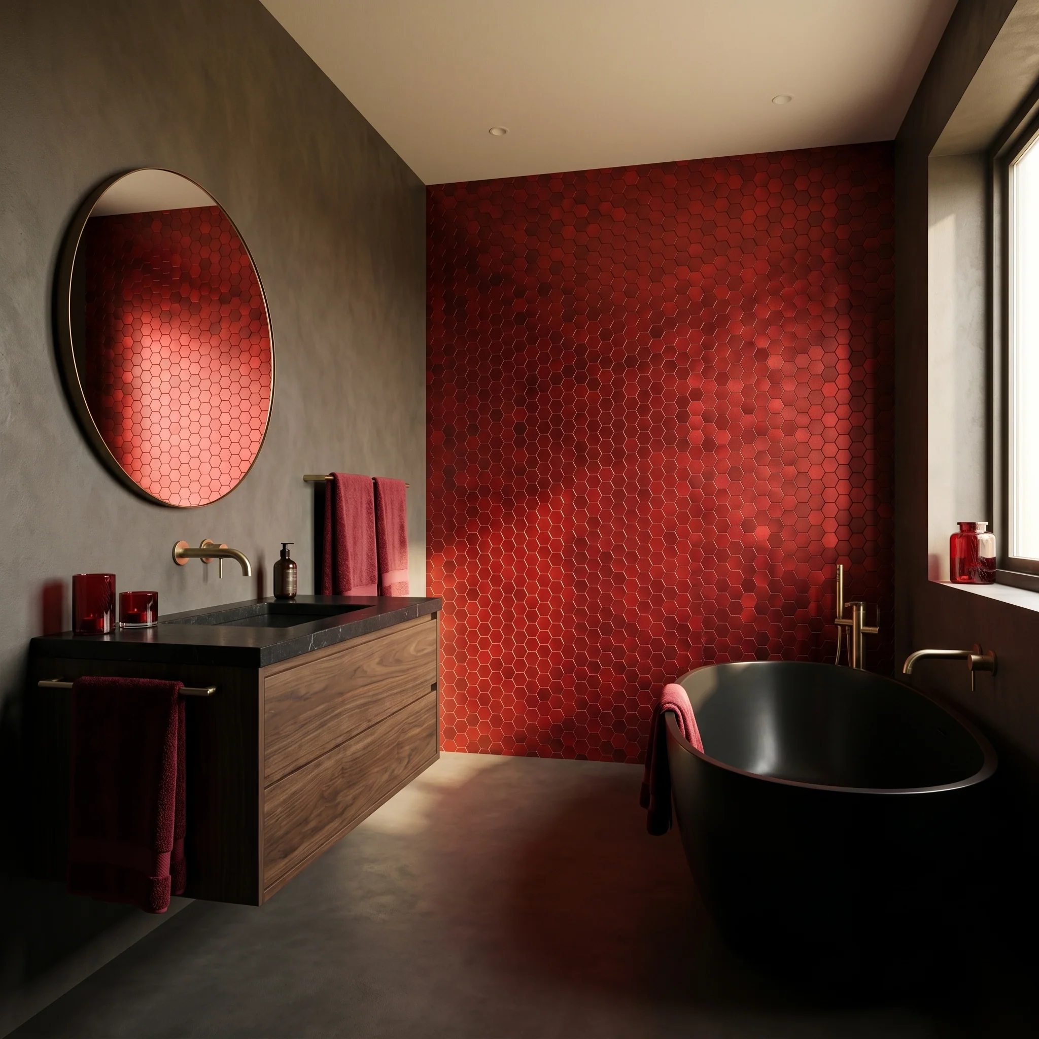 Crédence adhésive | Hexagone Rouge | 28,8×29,2 cm - Image 3