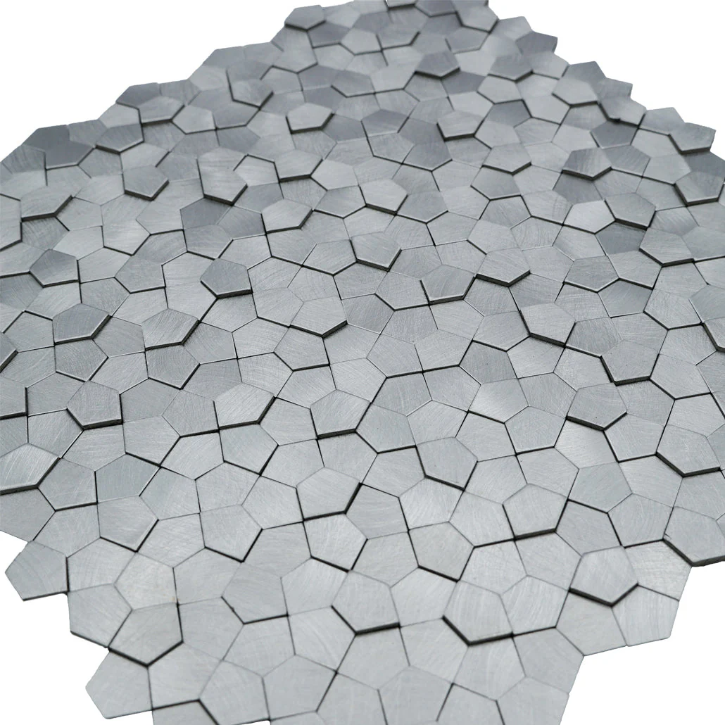 Crédence adhésive | Pentagone 3D Argent | 28,2×28,2 cm - Image 8