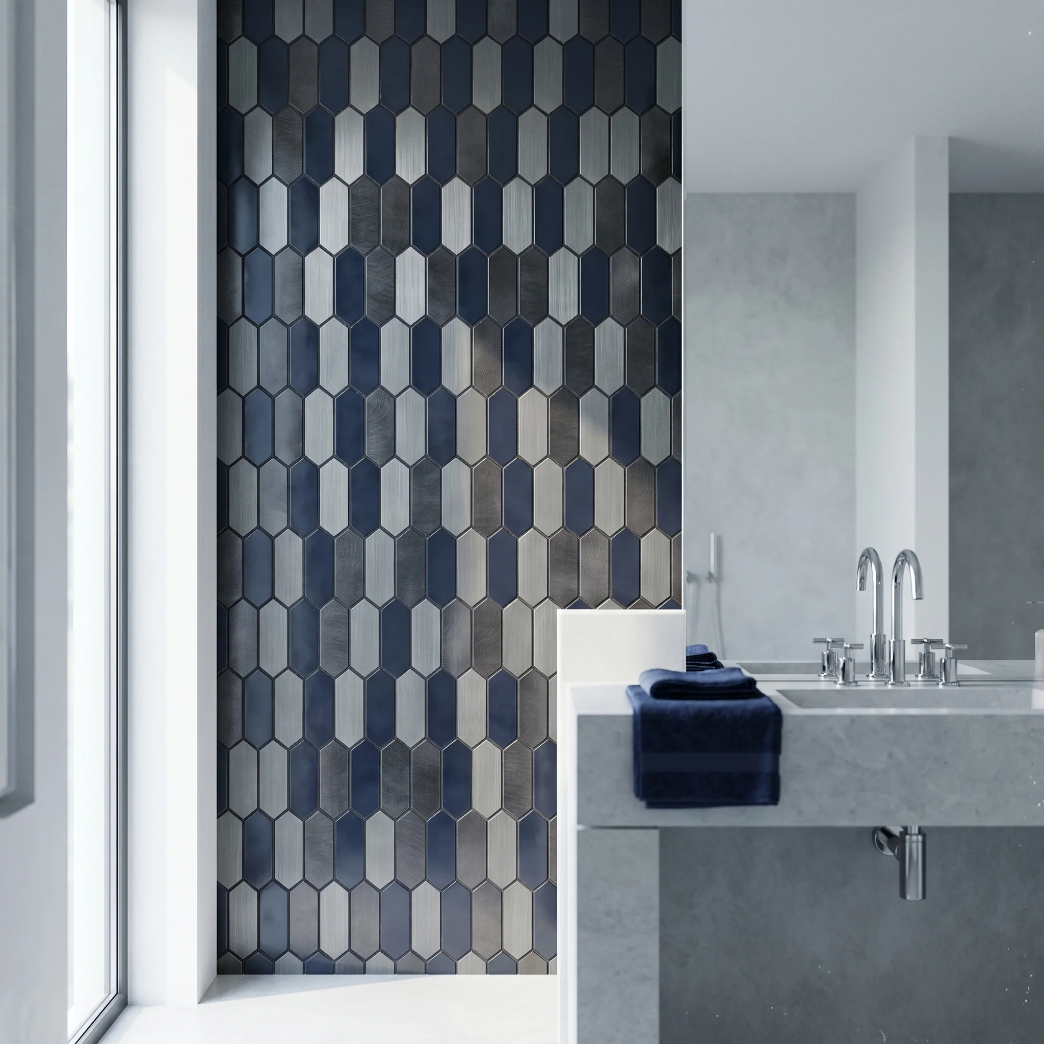 Crédence adhésive | Picket Bleu | 28,2×27,3 cm - Image 5