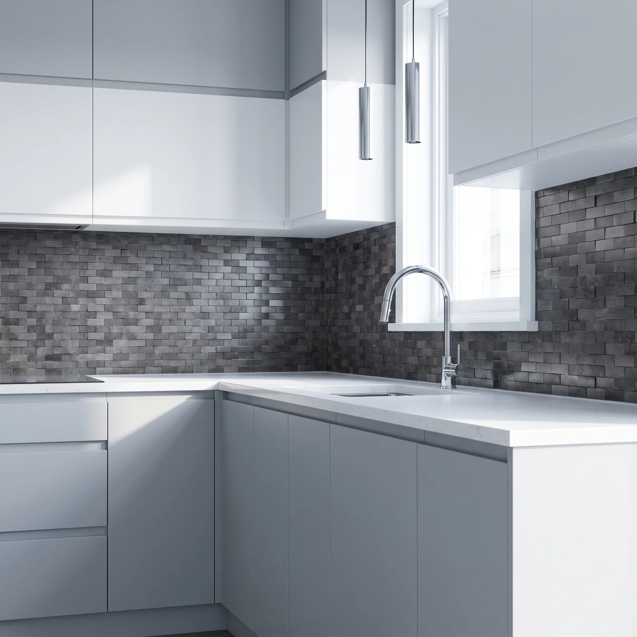 Crédence adhésive | Plaquette 3D Graphite | 30×29,8 cm - Image 3