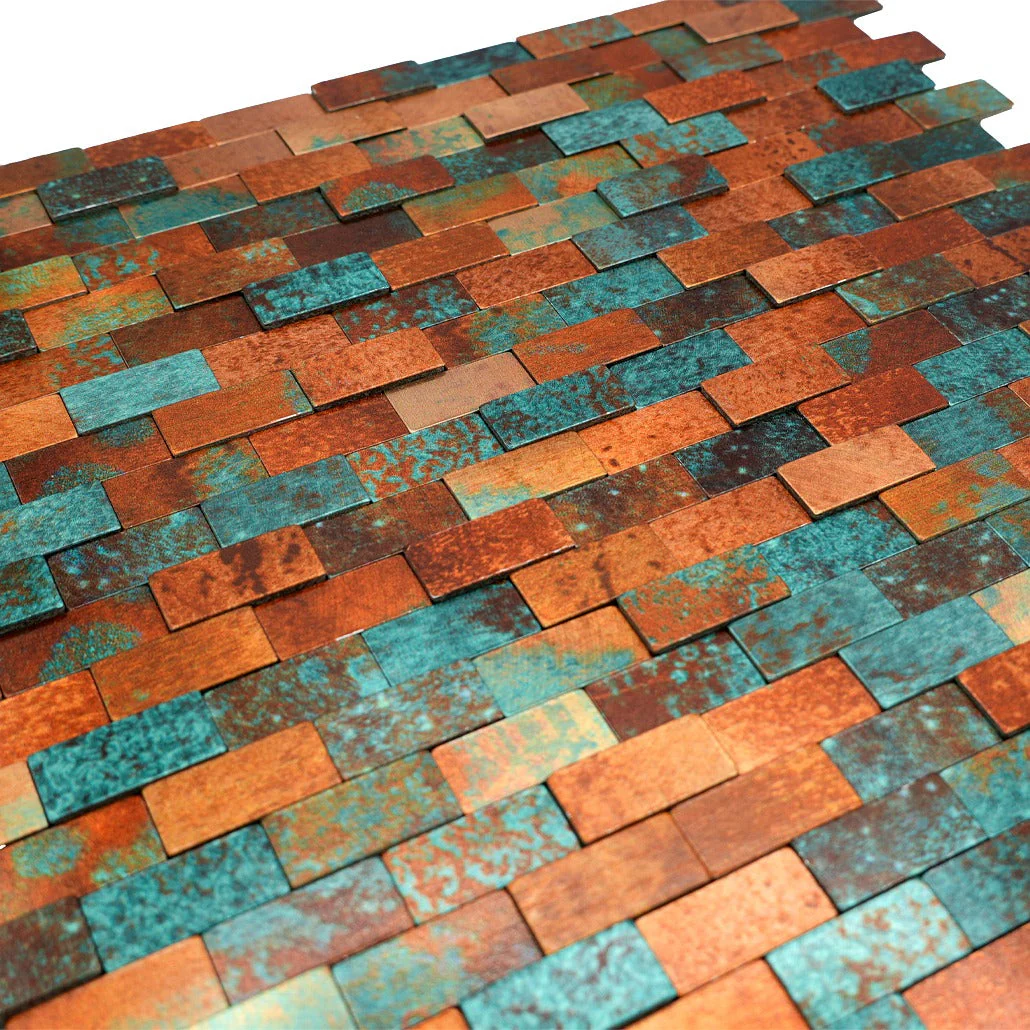 Crédence adhésive | Plaquette 3D Cuivre patiné | 30×29,8 cm - Image 8