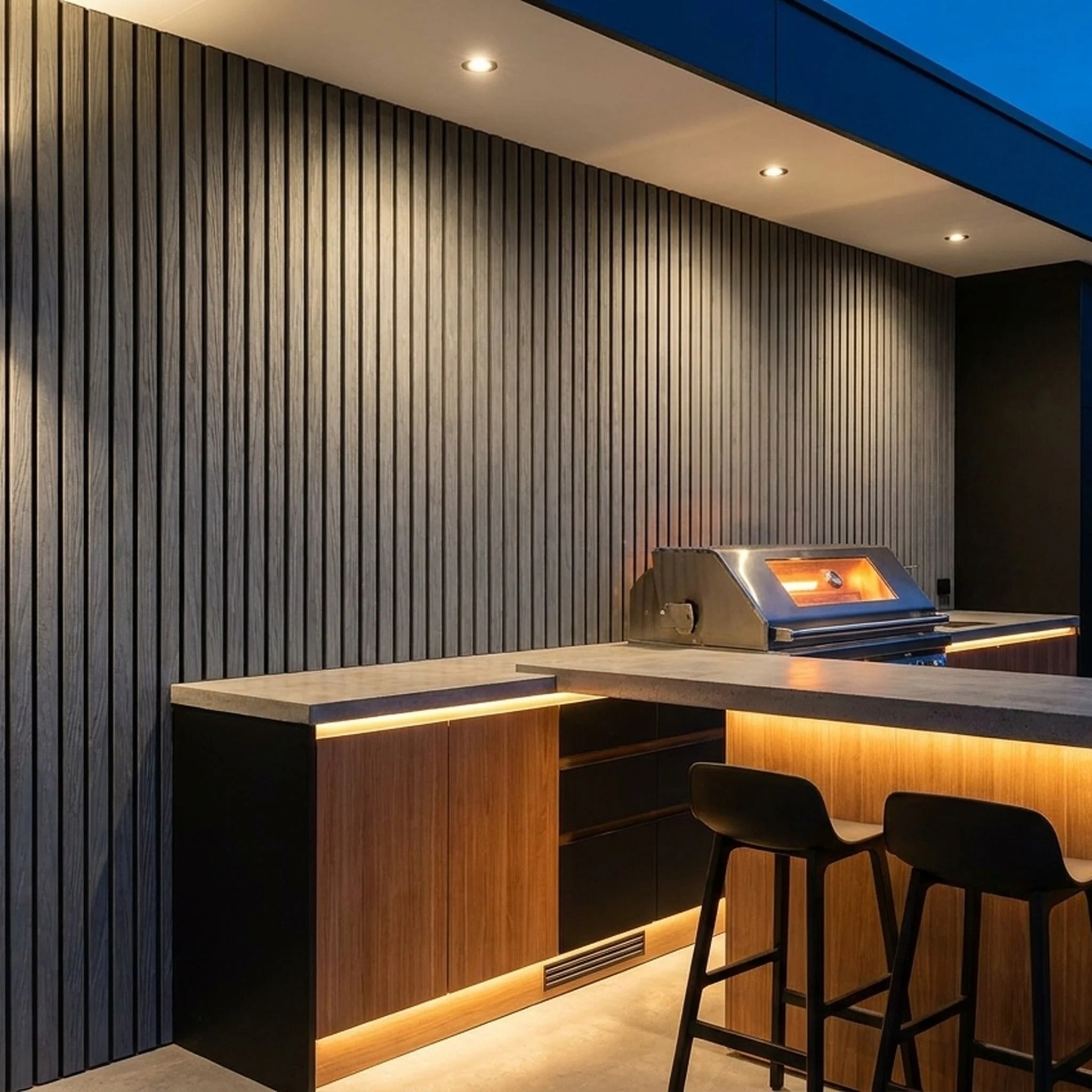 Panneau Bois Extérieur Gris Pierre 290CM | Façade | Jardin | Texture 3D - Image 3