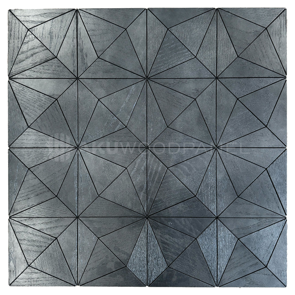 Panneau Mural Déco | Nolan – Noir | 60×60 cm | Noyer Américain | Fait main | Panneau 3D