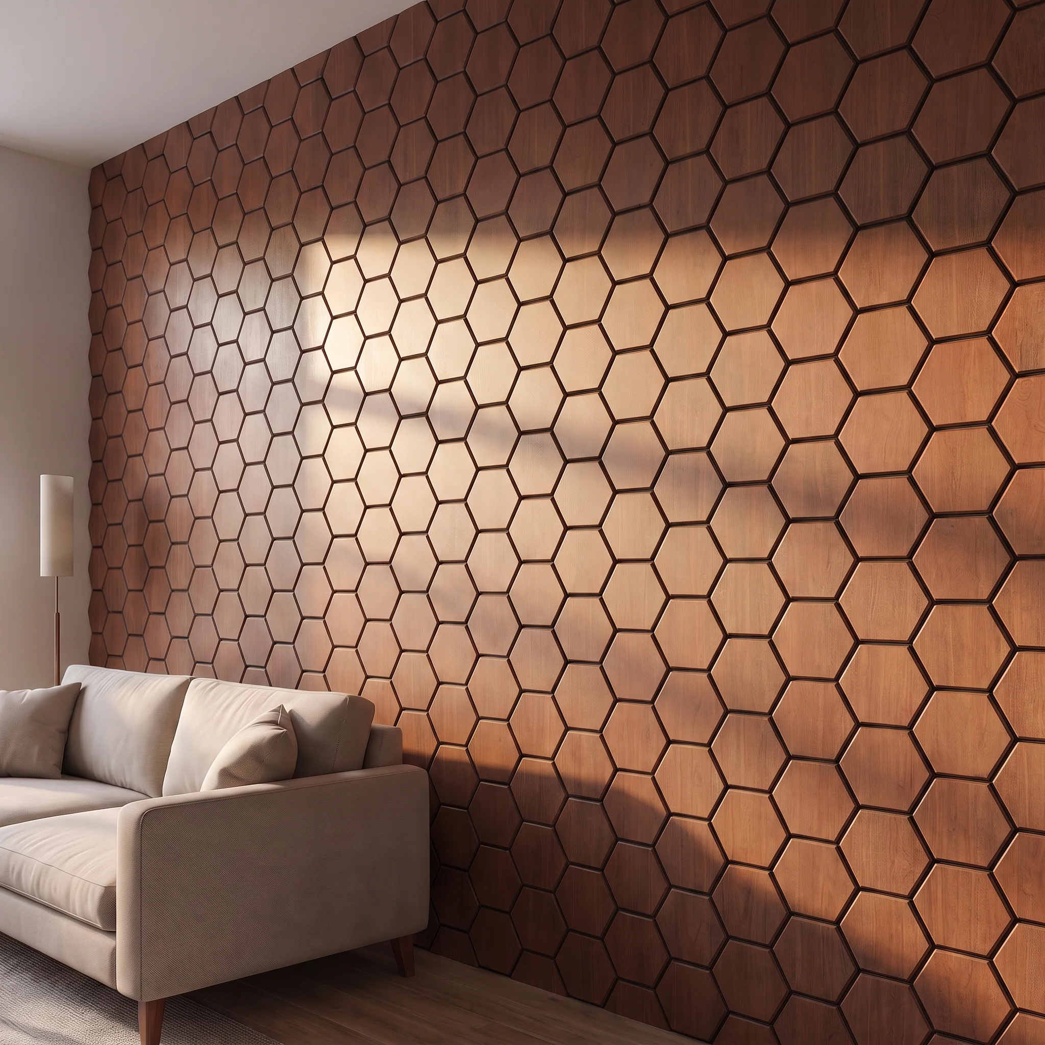 Panneau Mural Hexagonal | Chêne Fumé 81 cm | Acoustique - Image 3