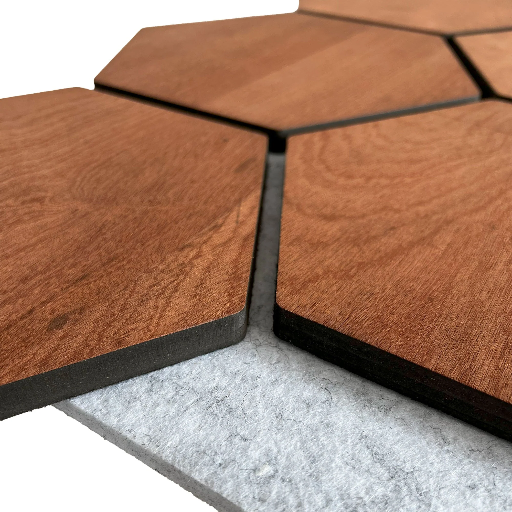 Panneau Mural Hexagonal | Chêne Fumé avec Feutrine Grise 81 cm | Acoustique - Image 9