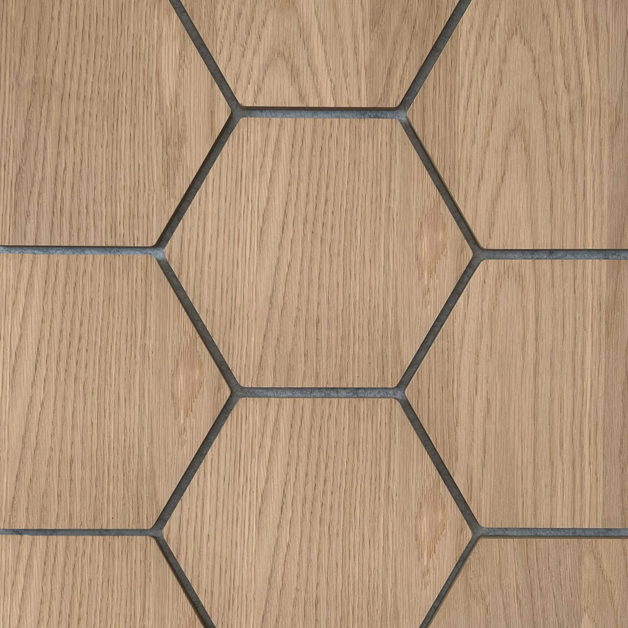 Panneau Mural Hexagonal | Chêne Naturel avec Feutre Gris 81 cm | Acoustique - Image 2