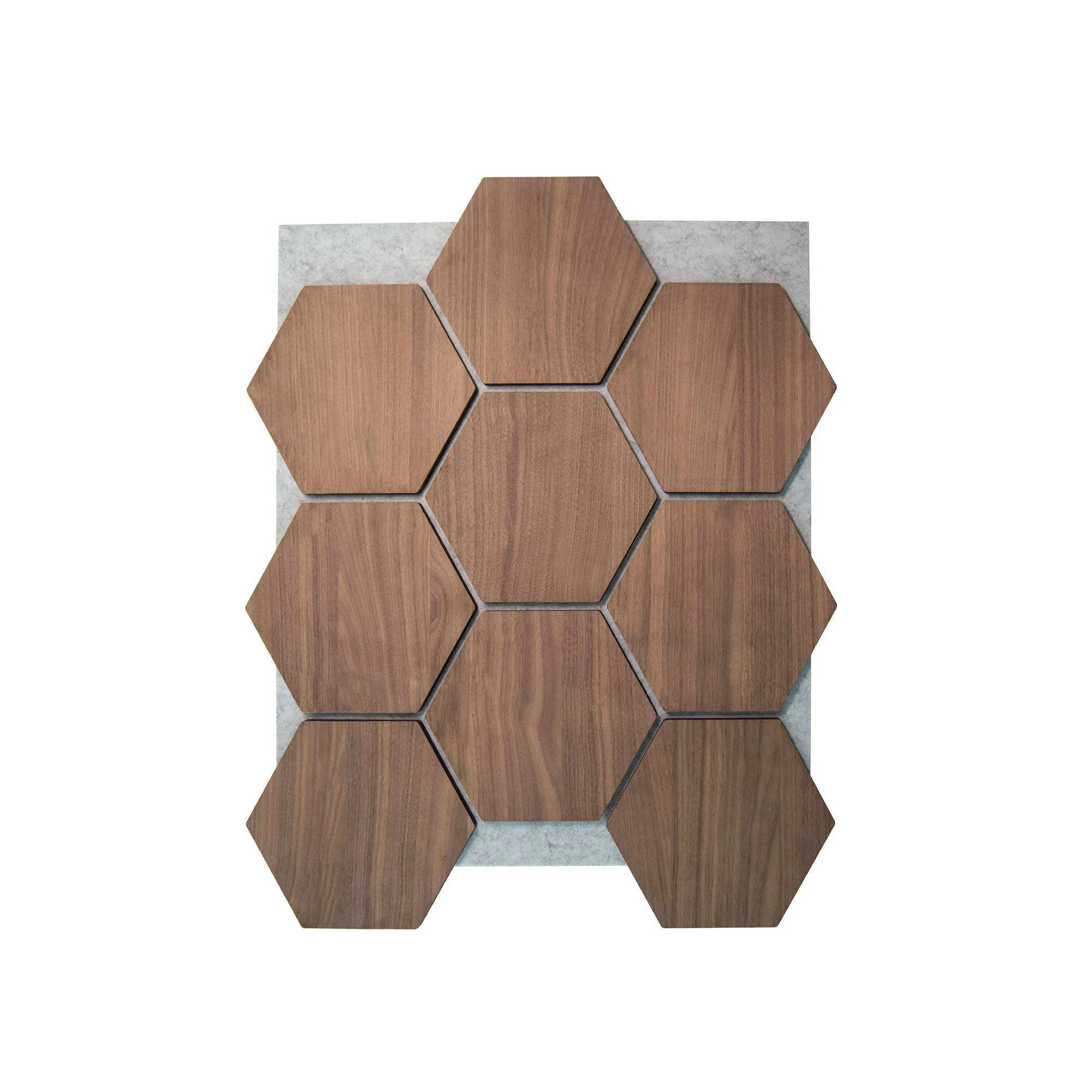 Panneau Mural Hexagonal | Noyer avec Feutre Gris 81 cm | Acoustique - Image 4