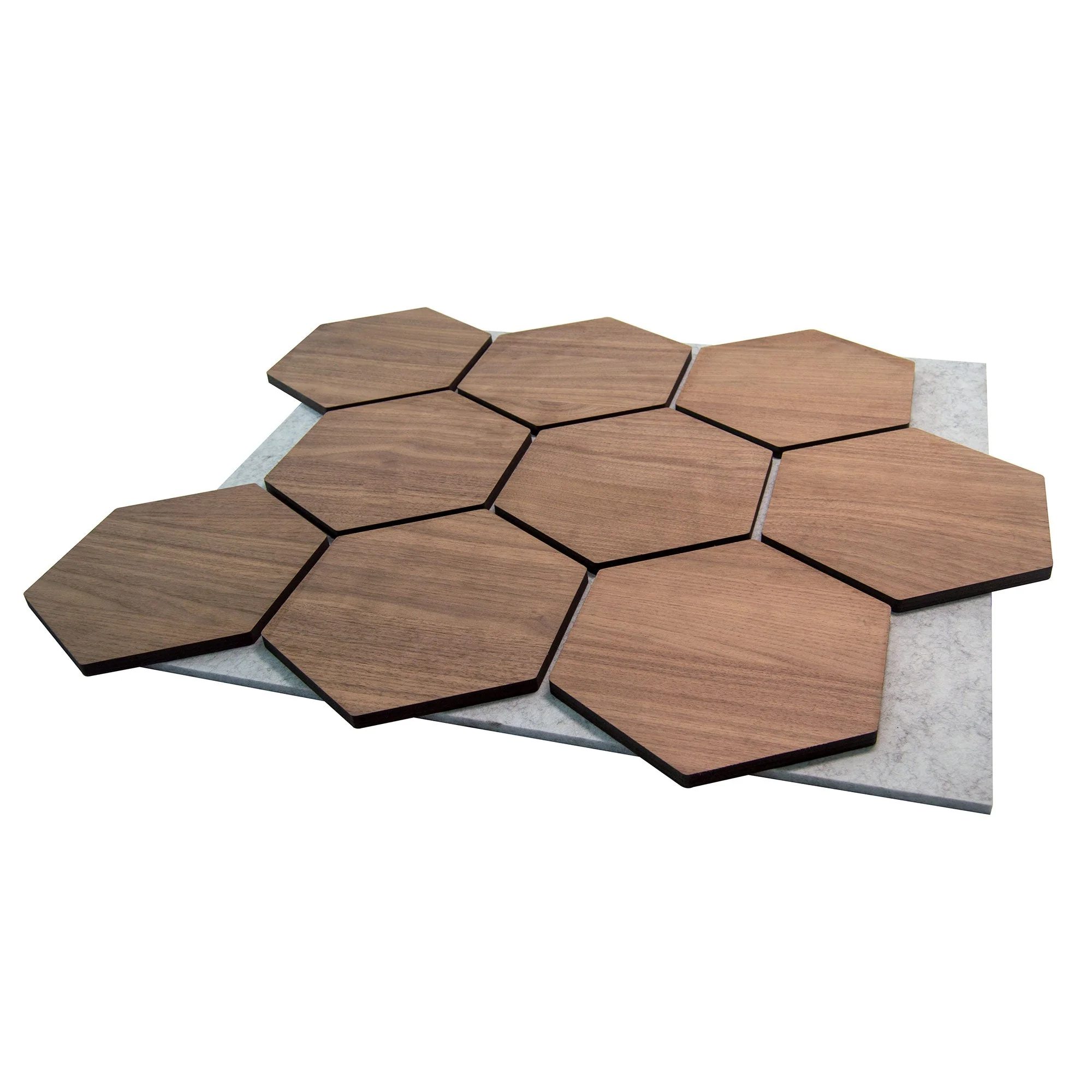 Panneau Mural Hexagonal | Noyer avec Feutre Gris 81 cm | Acoustique - Image 6