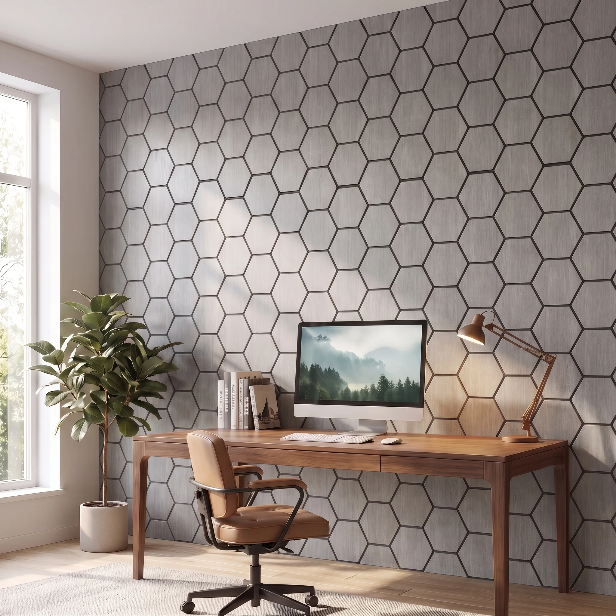 Panneau Mural Hexagonal | Noyer Gris 81 cm | Acoustique - Image 7